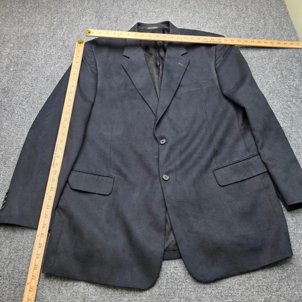 LaCrosse Mens 46L Black Microfiber Blazer 2 Button Sport Coat Jacket 26x33